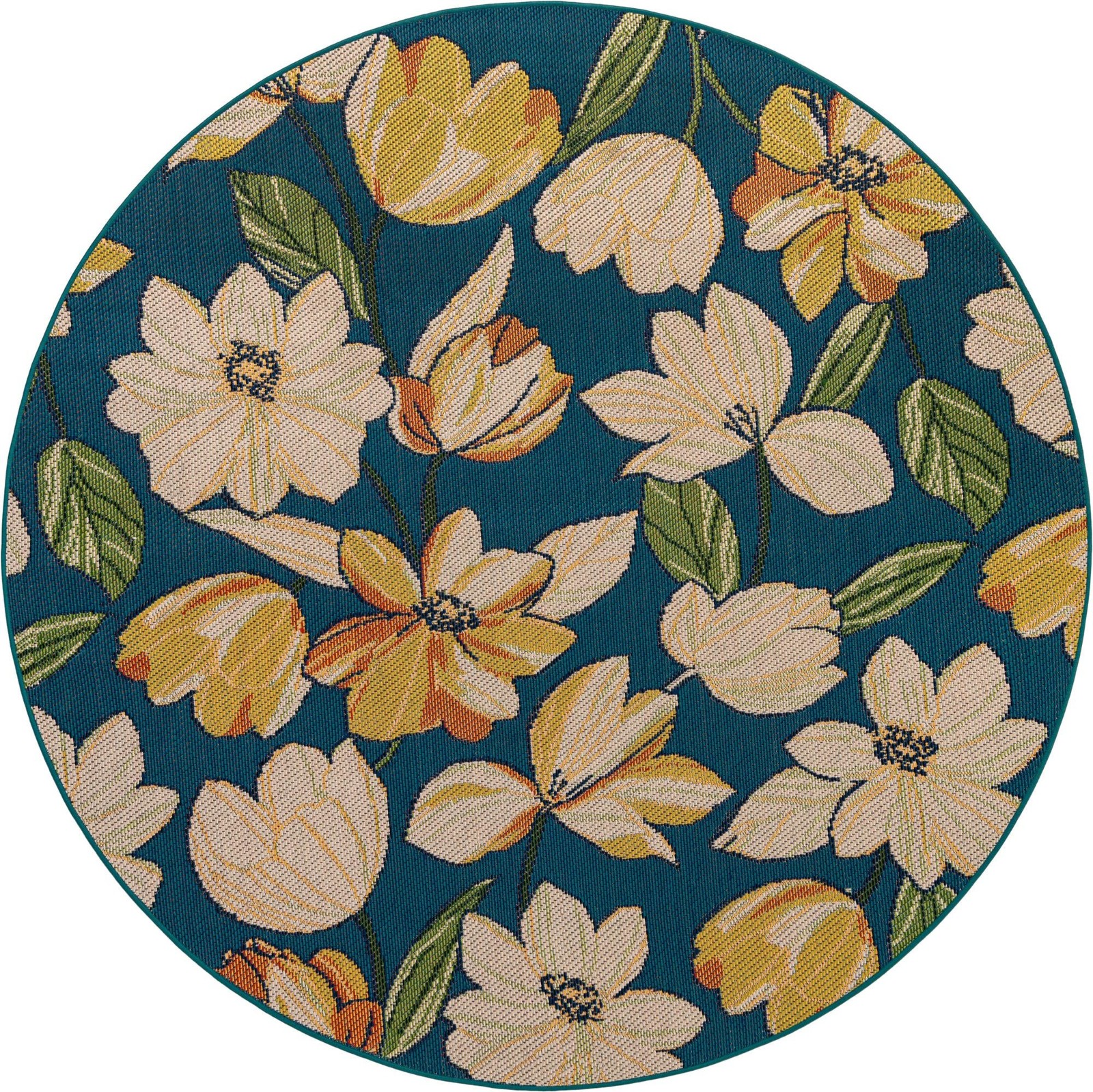 7' 10 x 7' 10 Lyndon · Floral / botanical Outdoor Rug, blue