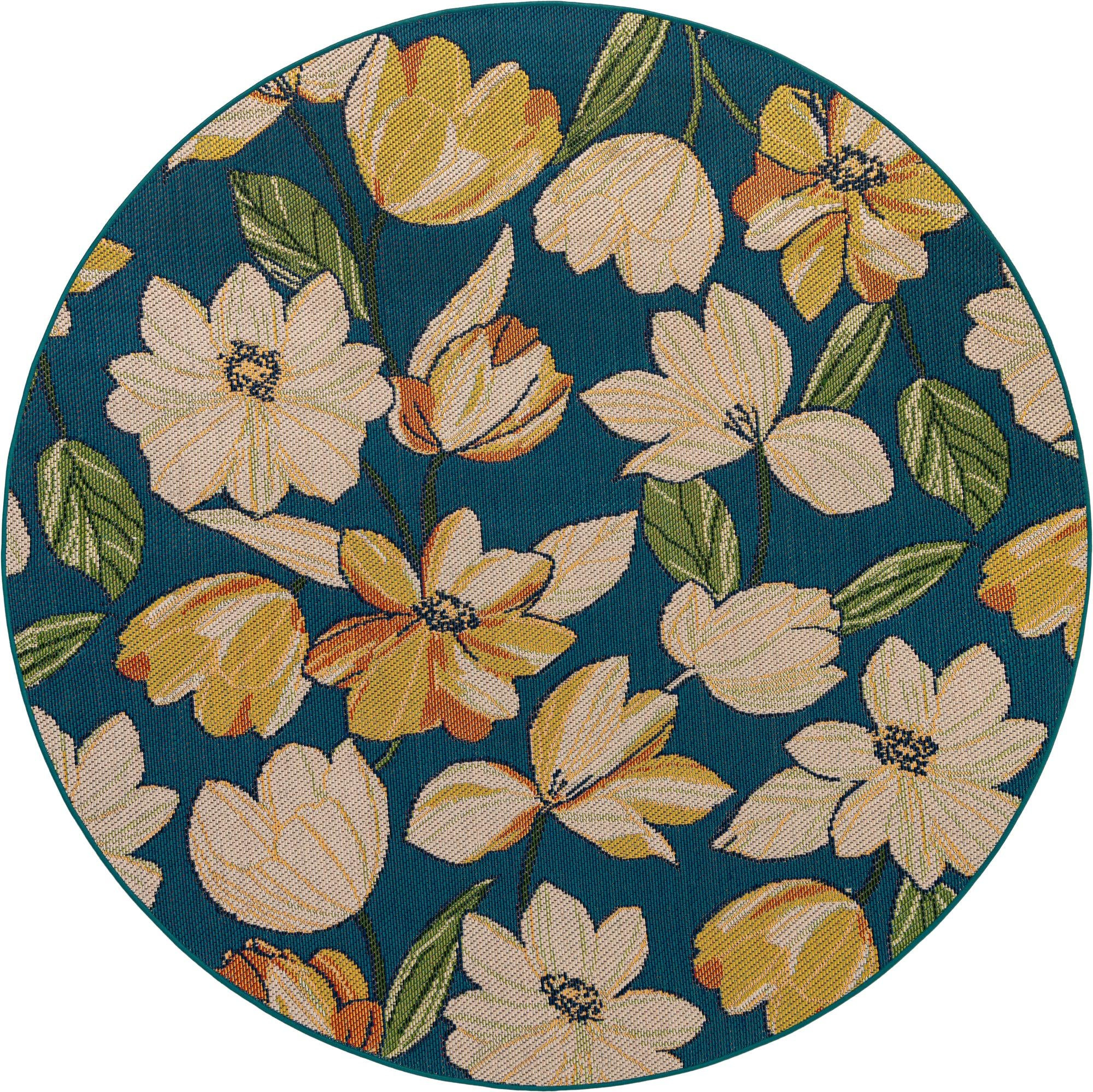 7' 10 x 7' 10 Lyndon · Floral / botanical Outdoor Rug, blue