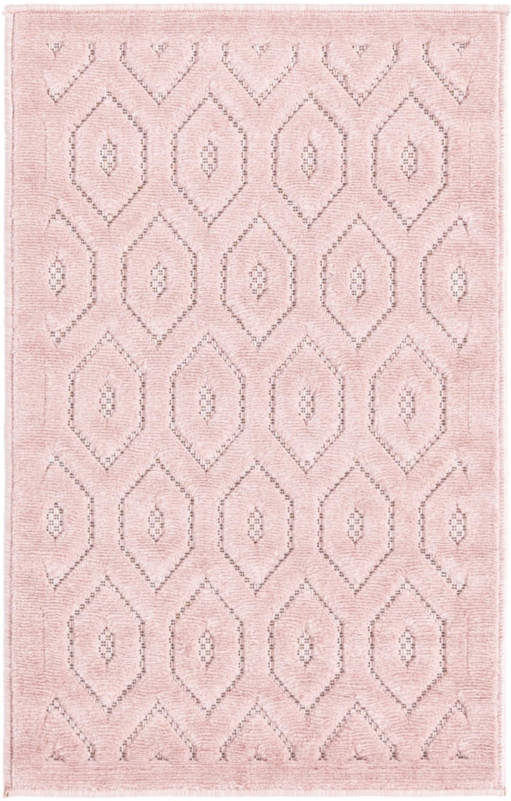 2' x 3' Creed · Geometric trellis Outdoor Rug, light pink