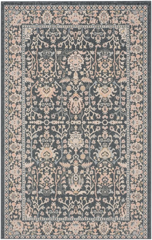 5' 3 x 8' Sandys · Persian floral Washable Rug, navy and blush