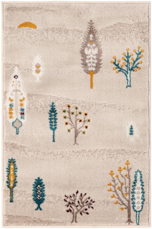 2' x 3' 1 Ironwood · Abstract rug, ivory