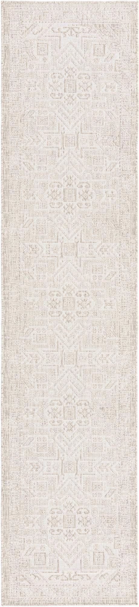 2' 7 x 12' Estuary · Border Outdoor Rug, light gray