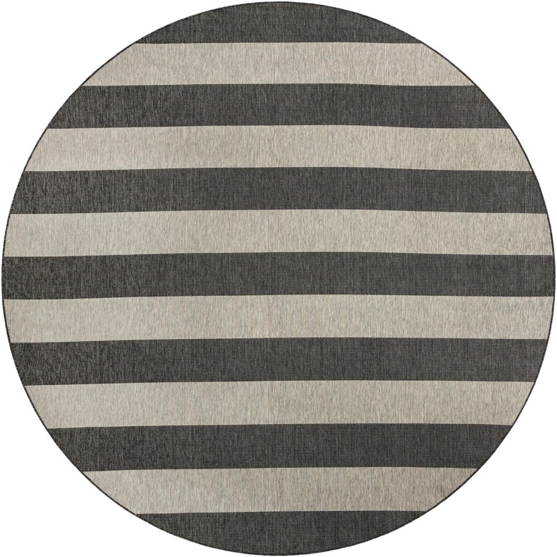 Dahlia · Striped Outdoor Rug, charcoal