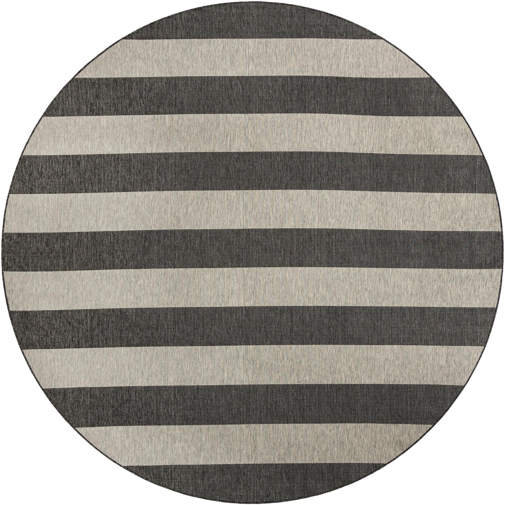12' x 12' Dahlia · Striped Outdoor Rug, charcoal
