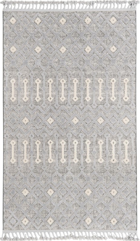 5' 3 x 8' Rothwell · Geometric lattice rug, gray and beige