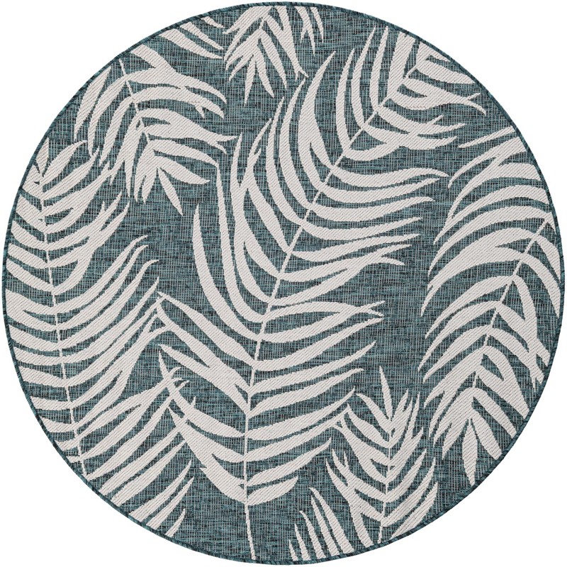5' 3 x 5' 3 Moody · Floral / botanical Outdoor Rug, teal