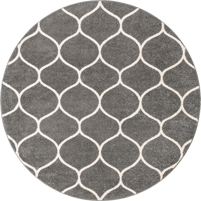 7' 10 x 7' 10 Ingram · Lattice rug, dark gray and ivory