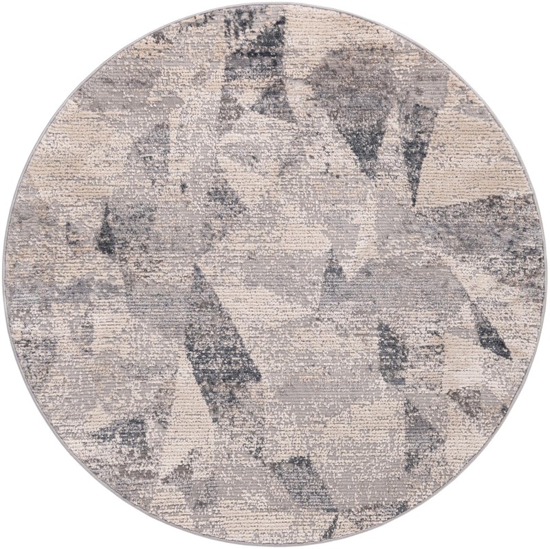 Alden · Abstract geometric rug, gray and blue