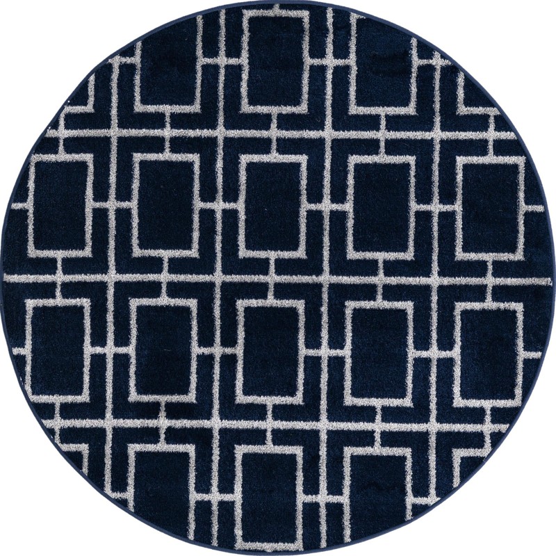 Cowley · Geometric lattice rug, navy and silver