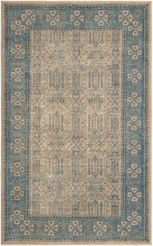 3' 3 x 5' 3 Esmond · Bordered medallion rug, beige and blue