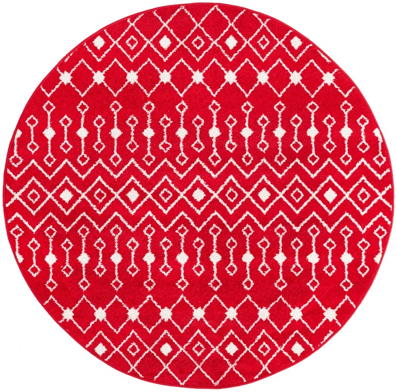 6' x 6' Boswell · Geometric trellis rug, burgundy and ivory