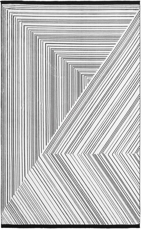 5' 3 x 8' Shrewsbury · Geometric line rug, black and white