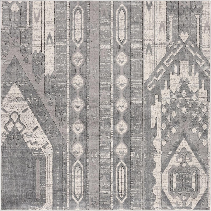 Cardinal · Tribal striped rug, gray and cream