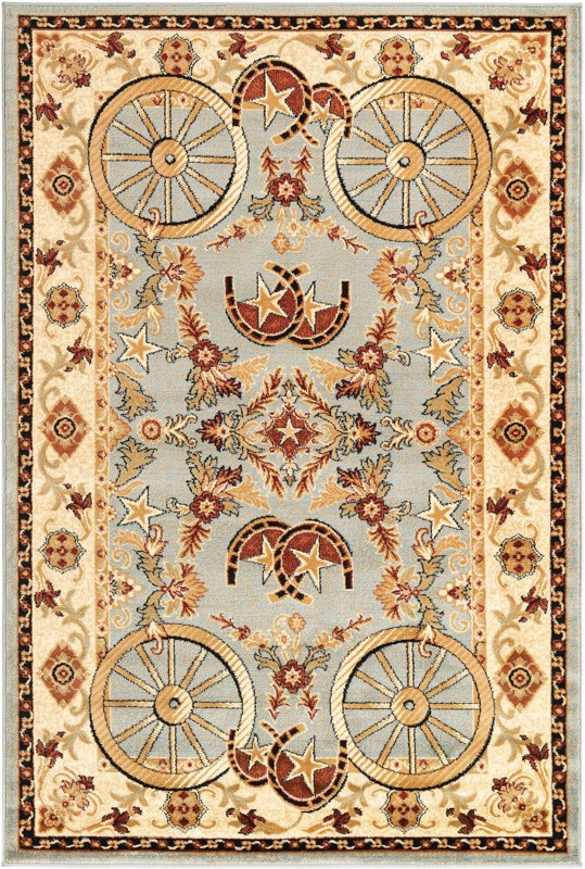 5' 3 x 8' Tabor · Western rug, light blue and beige