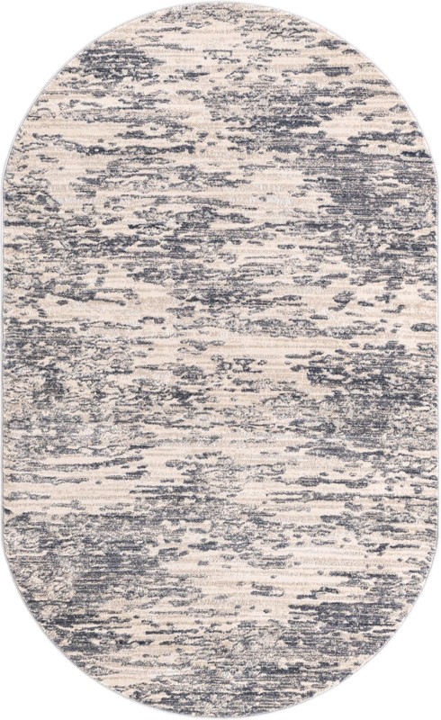 5' x 8' Ochre · Abstract rug, navy and ivory