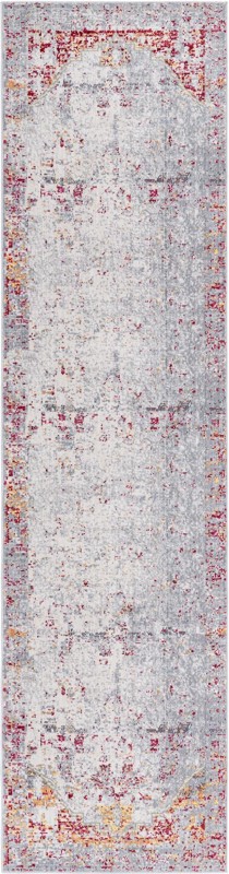 Fellows · Distressed runner rug, gray and burgundy