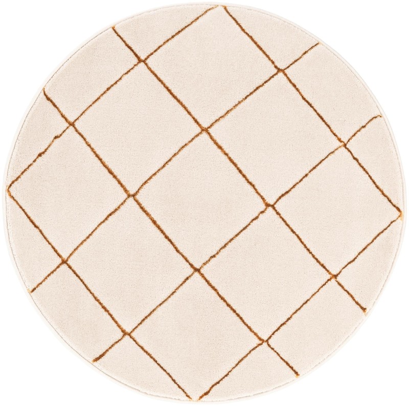 3' x 3' Gilchrist · Diamond rug, white and gold