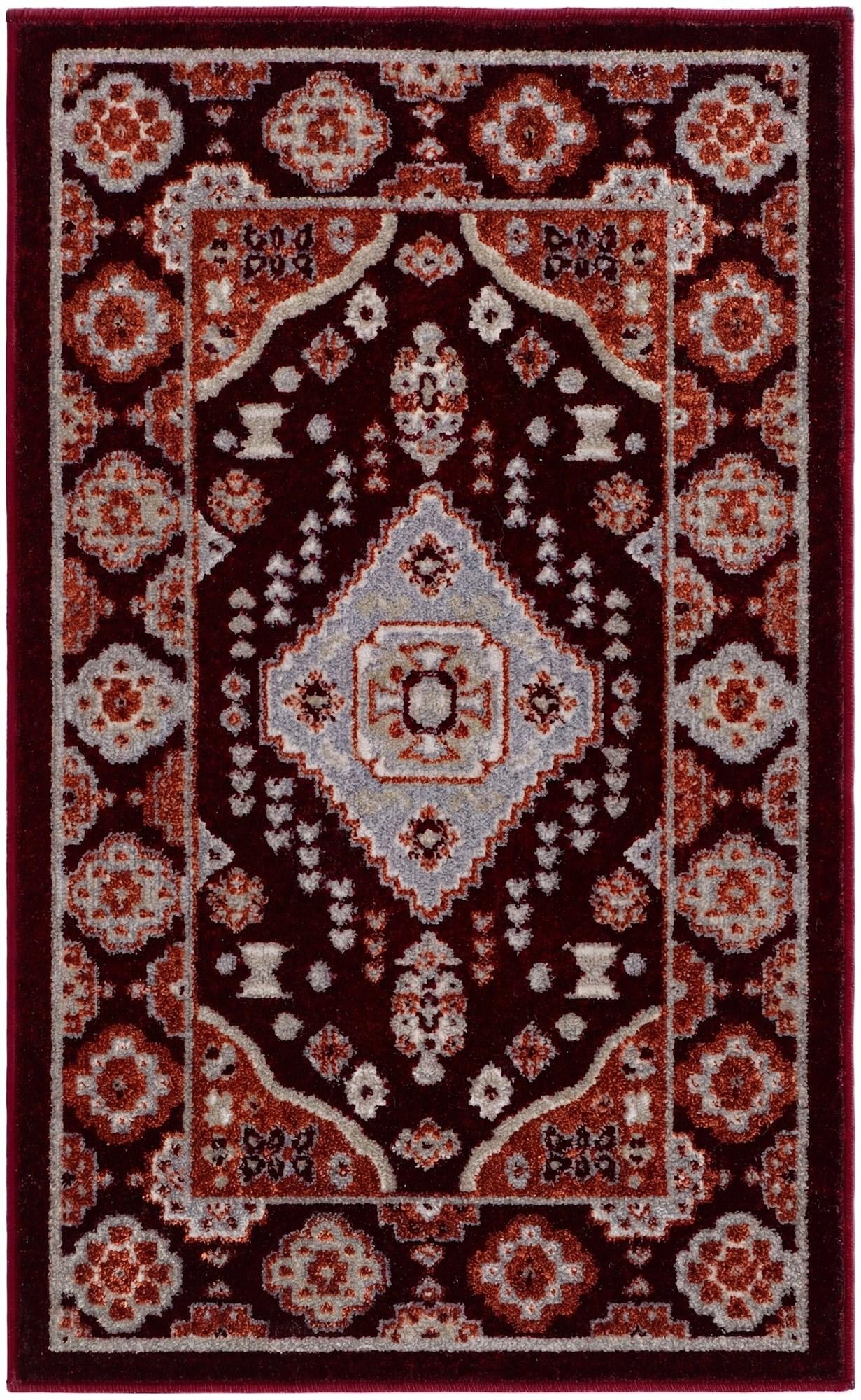 2' x 3' Middlebury · Medallion Washable Rug, burgundy and terracotta