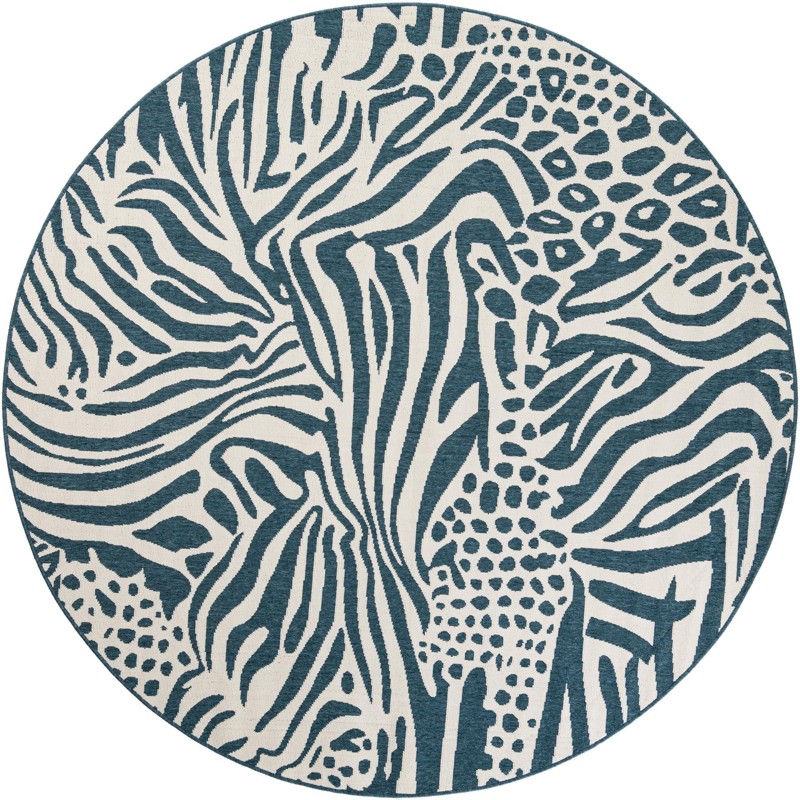 Whittier · Animal print Outdoor Rug, navy blue and ivory