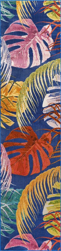 Britton · Tropical leaf rug, blue and multi