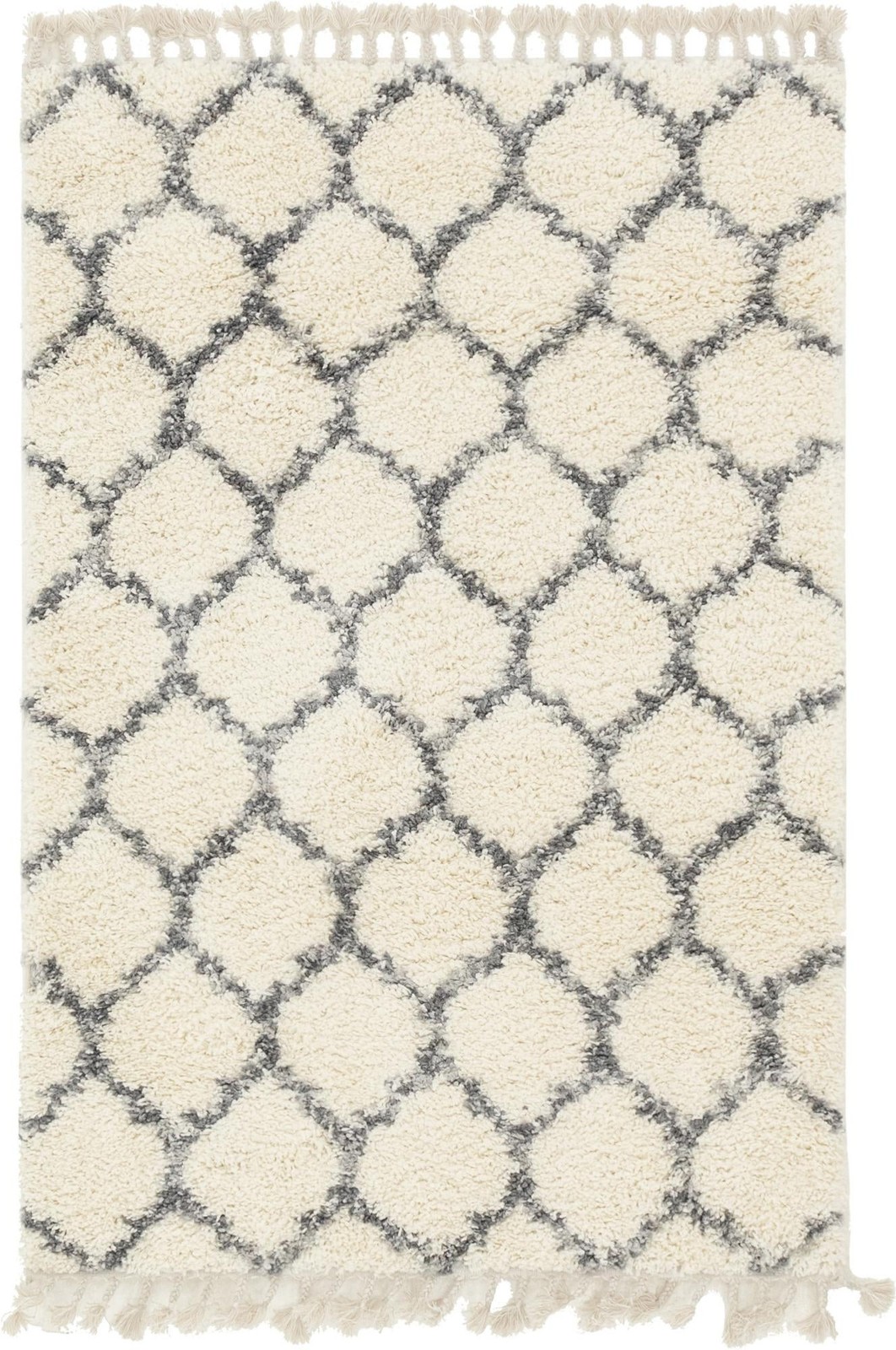 4' x 6' Everett · Lattice Shag Rug, ivory and gray
