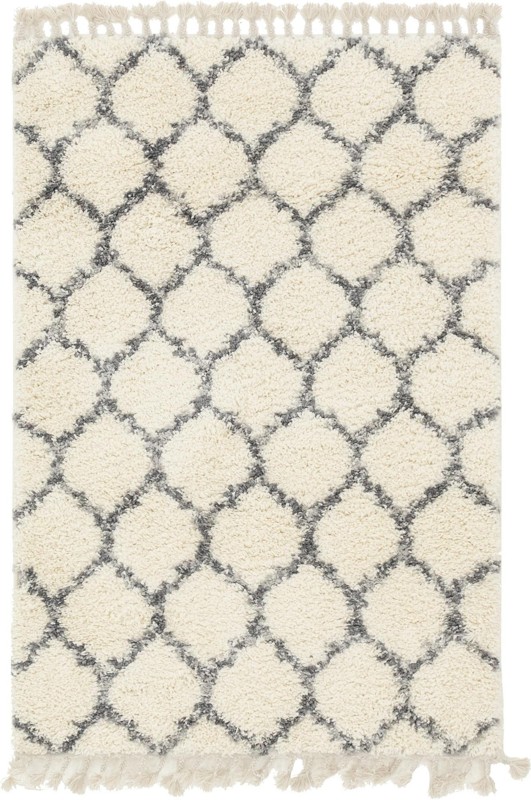 4' x 6' Everett · Lattice Shag Rug, ivory and gray