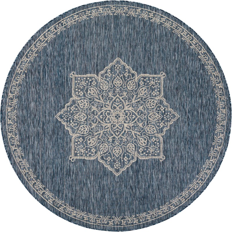 7' 10 x 7' 10 Rhys · Border Outdoor Rug, blue