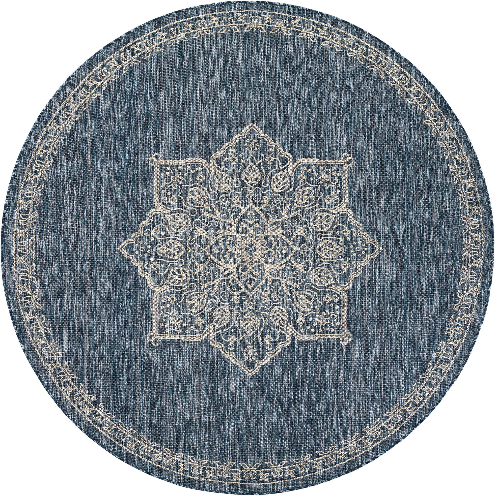 7' 10 x 7' 10 Rhys · Border Outdoor Rug, blue