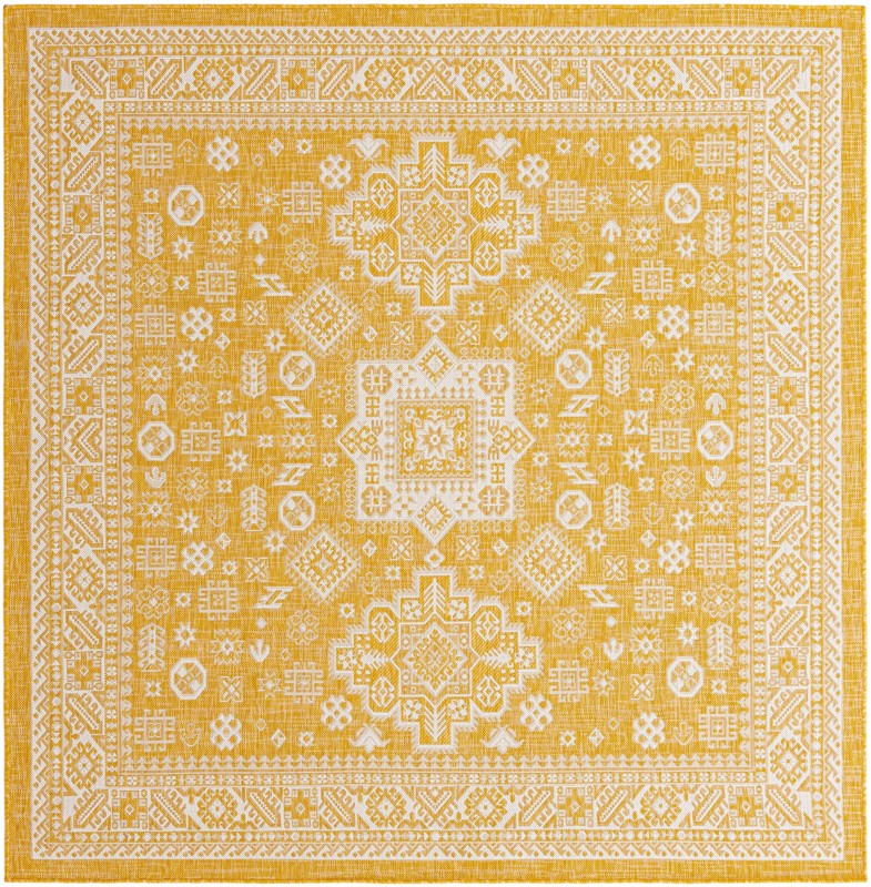 7' 10 x 7' 10 Bellamy · Border Outdoor Rug, yellow