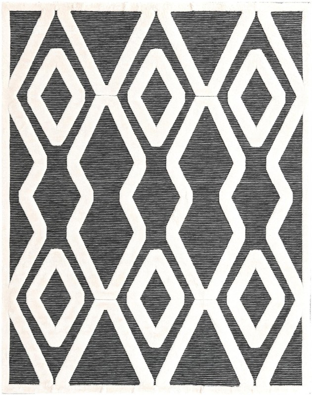 7' 10 x 10' Armstead · Geometric trellis rug, gray and ivory