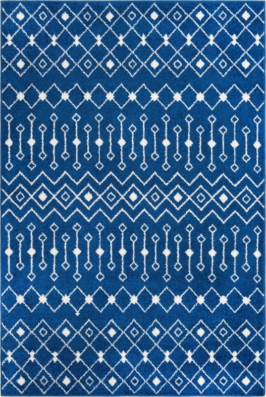 6' x 9' Boswell · Geometric trellis rug, navy and ivory