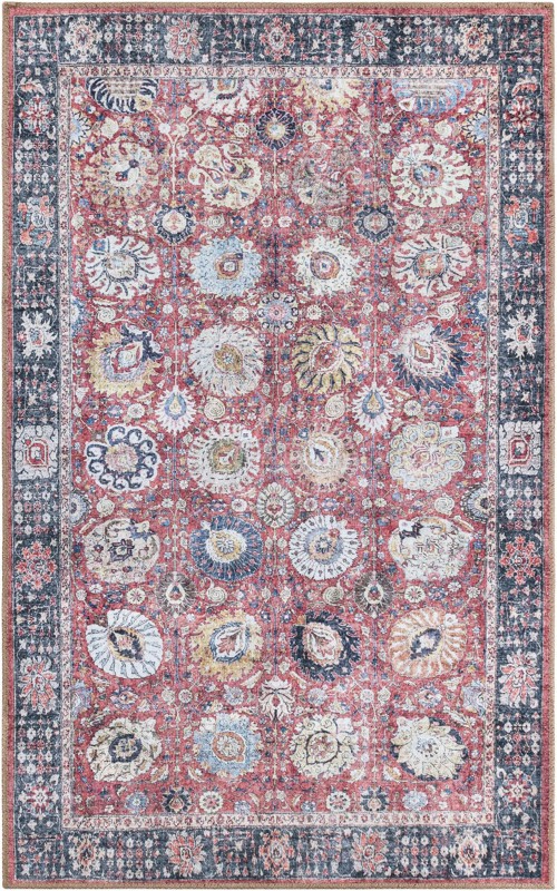 3' 6 x 5' 6 Barlow · Border Washable Rug, vintage red