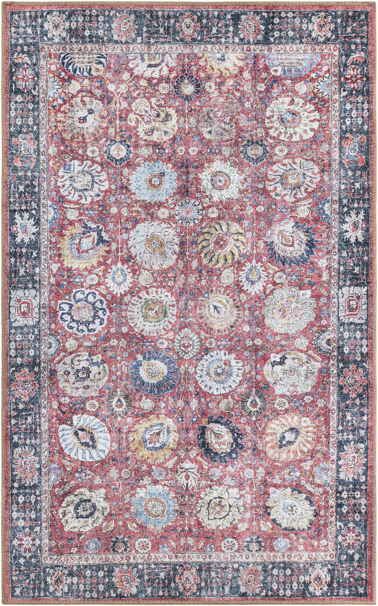 3' 6 x 5' 6 Barlow · Border Washable Rug, vintage red