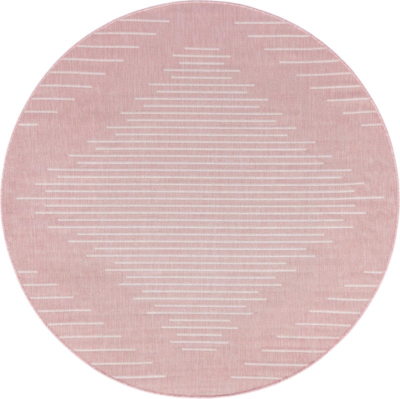 6' x 6' Harlow · Geometric diamond Outdoor Rug, pink and ivory