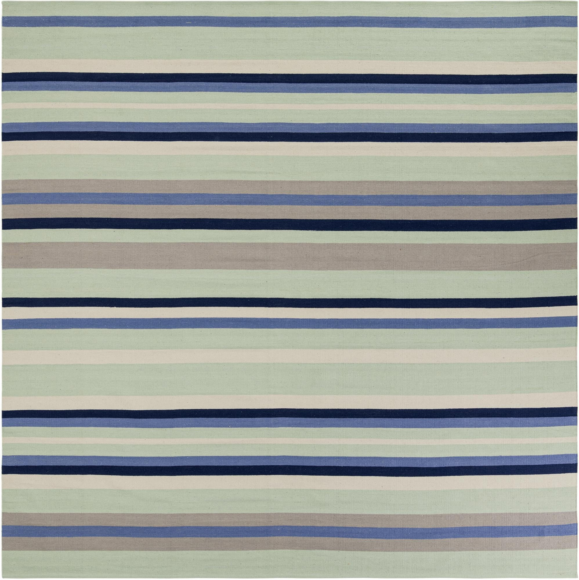 10' x 10' Wortham · Striped rug, aqua blue and gray