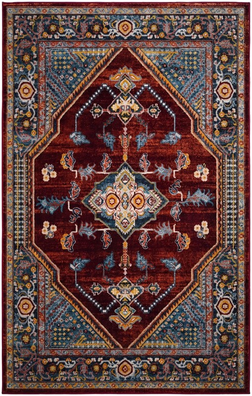 5' 3 x 8' Murray · Border Washable Rug, burgundy red