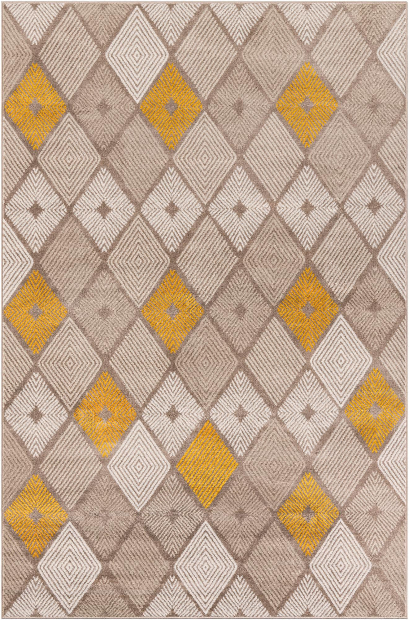 6' 1 x 9' Partridge · Argyle rug, ivory and yellow