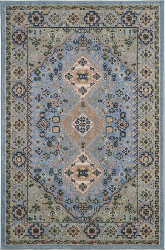 Middlebury · Border Washable Rug, light blue