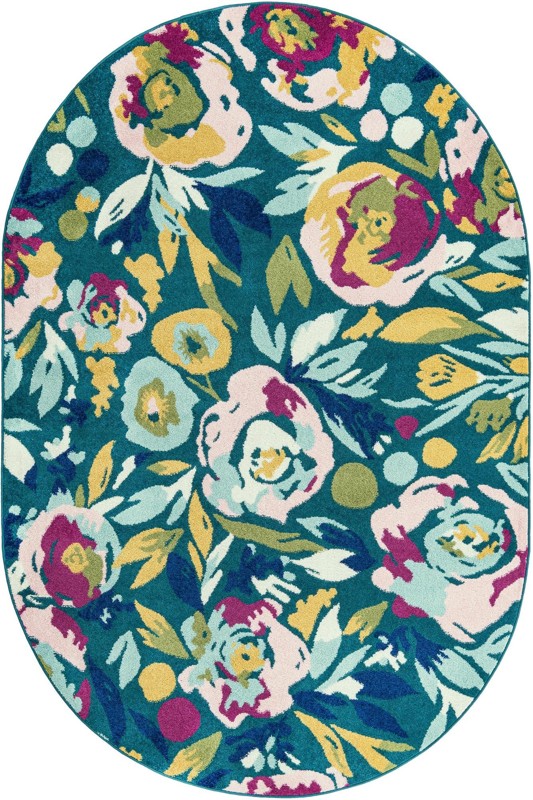 6' x 9' Millicent · Floral / botanical rug, teal