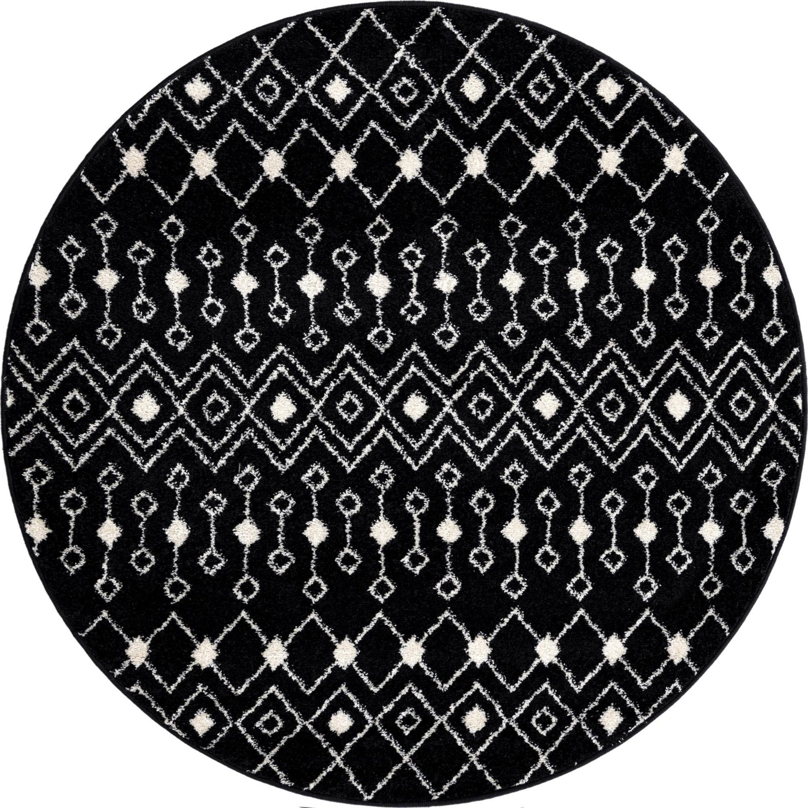 5' 3 x 5' 3 Boswell · Geometric trellis rug, black and white