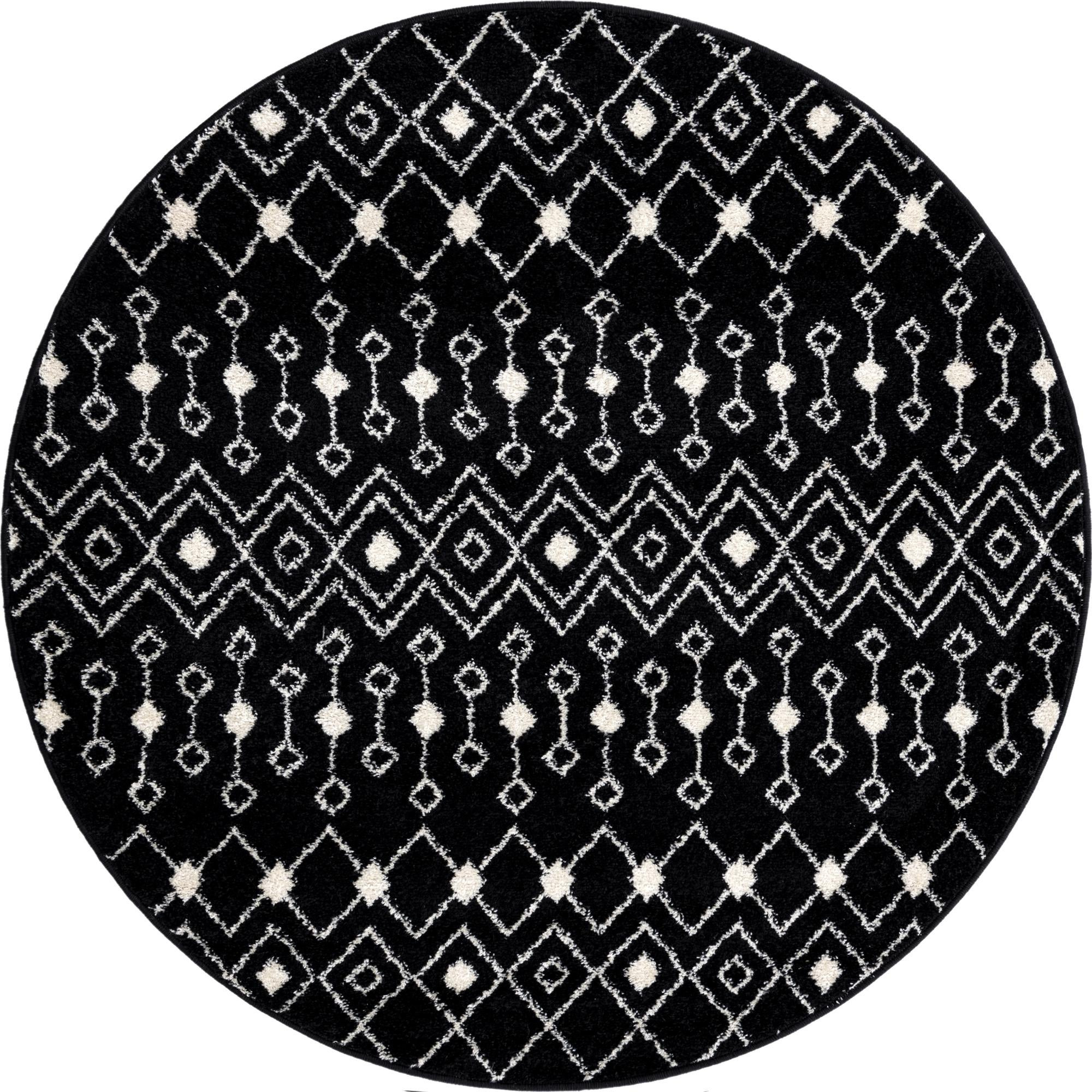 5' 3 x 5' 3 Boswell · Geometric trellis rug, black and white