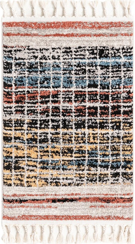 2' x 3' Kenney · Grid rug, black and multi
