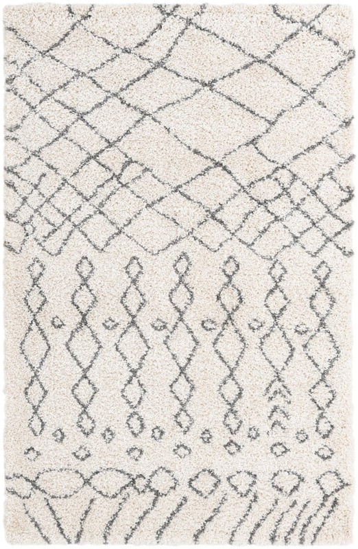 5' 3 x 8' Jameson · Geometric shag rug, ivory and gray