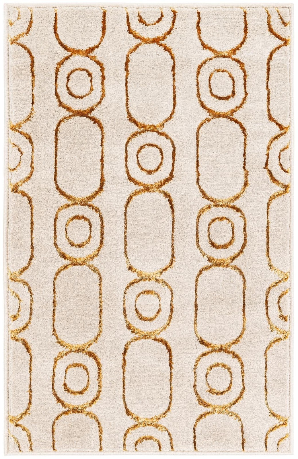 2' x 3' Renwick · Geometric rug, white and gold