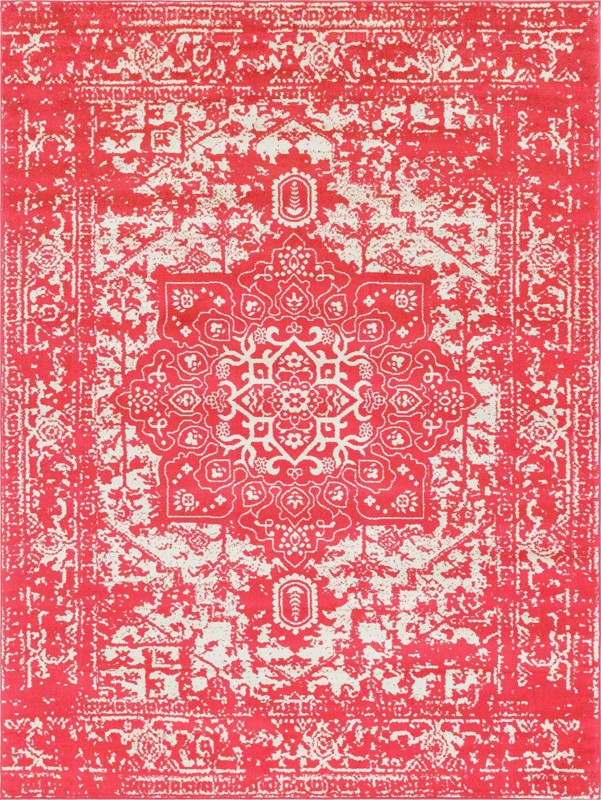 9' x 12' Birch · Border rug, pink