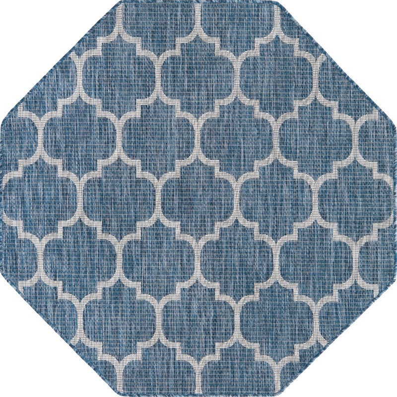 5' 3 x 5' 3 Fanshawe · Lattice Outdoor Rug, navy and ivory