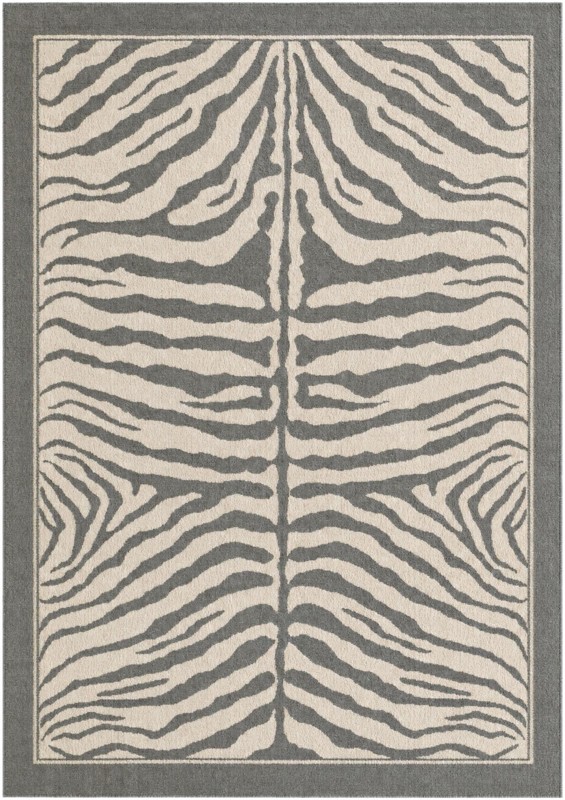 7' x 10' Oldfield · Zebra rug, charcoal and ivory