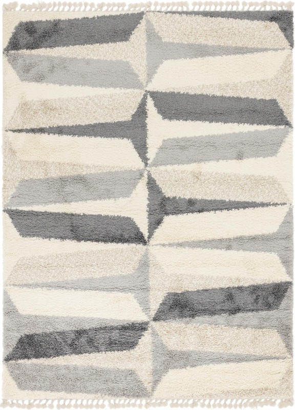 Bridger · Geometric shag rug, gray and ivory