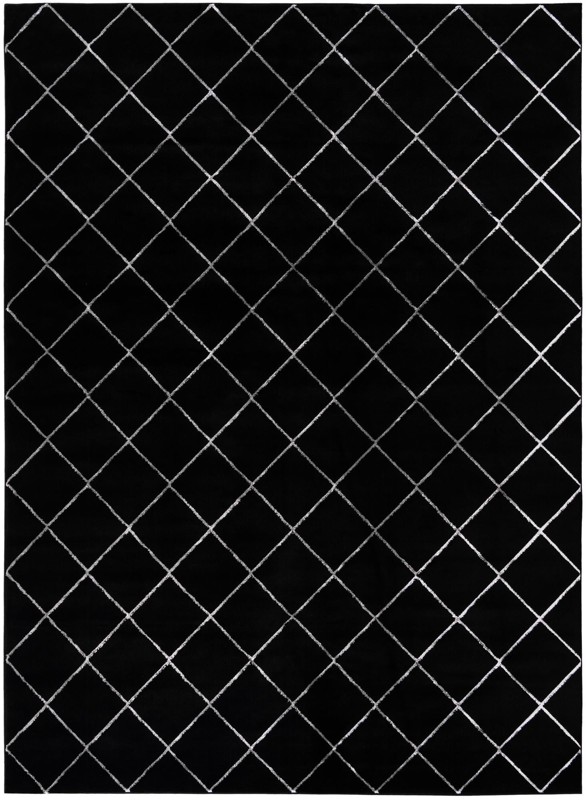 9' x 12' Gilchrist · Diamond rug, black and silver