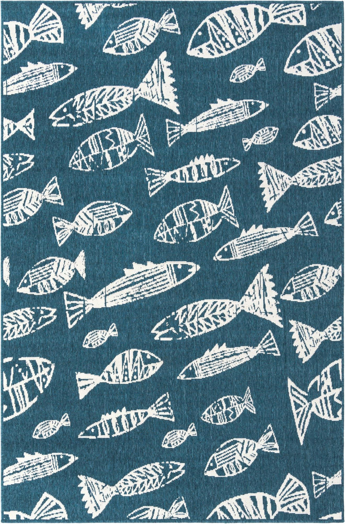 5' 3 x 8' Thaddeus · Pictoral Outdoor Rug, blue
